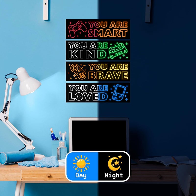 Robmoda Game Wall Decals Glow in The Dark, Gamer Sticker Inspirational Wall Decor for Boys Room, Kids Bedroom Playroom Nursery Decoration - Image 4